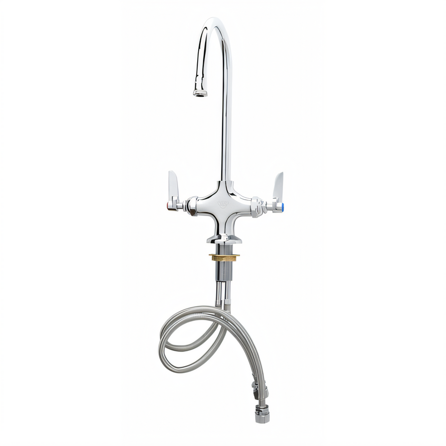 Product image #1 for T&S Brass Double Pantry Deck-Mount Mixing Faucet with Swivel/Rigid Gooseneck