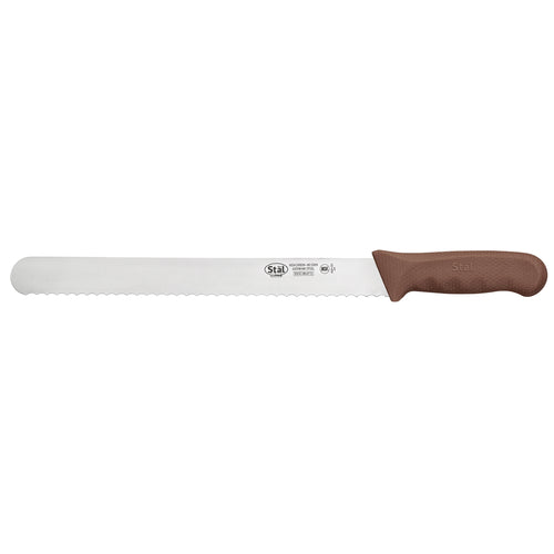 Product image #1 for Winco Stäl 12-Inch Stamped Wavy-Edge Slicer Knife with Brown Polypropylene Handle
