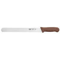 Winco Stäl 12-Inch Stamped Wavy-Edge Slicer Knife with Brown Polypropylene Handle