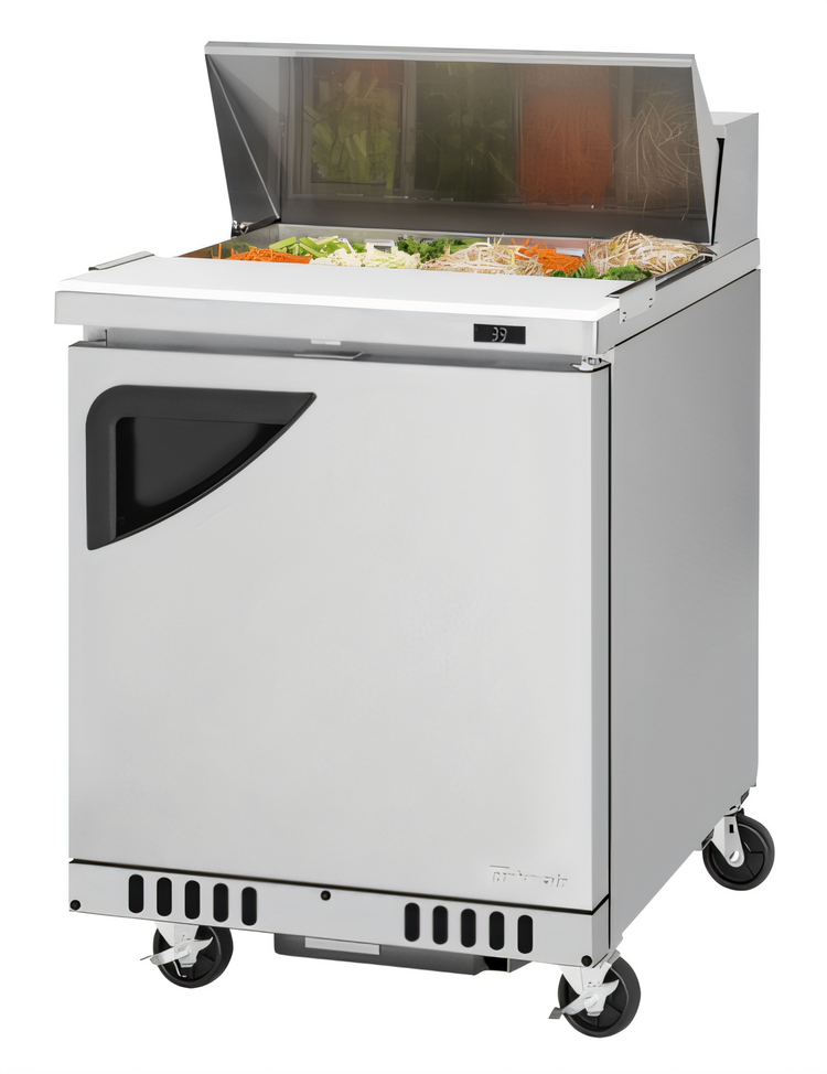Product image #1 for Turbo Air Super Deluxe 27-1/2-Inch Front-Breathing 1-Section Sandwich/Salad Prep Table with Solid Door, 8-Pan Top