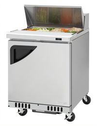 Turbo Air Super Deluxe 27-1/2-Inch Front-Breathing 1-Section Sandwich/Salad Prep Table with Solid Door, 8-Pan Top