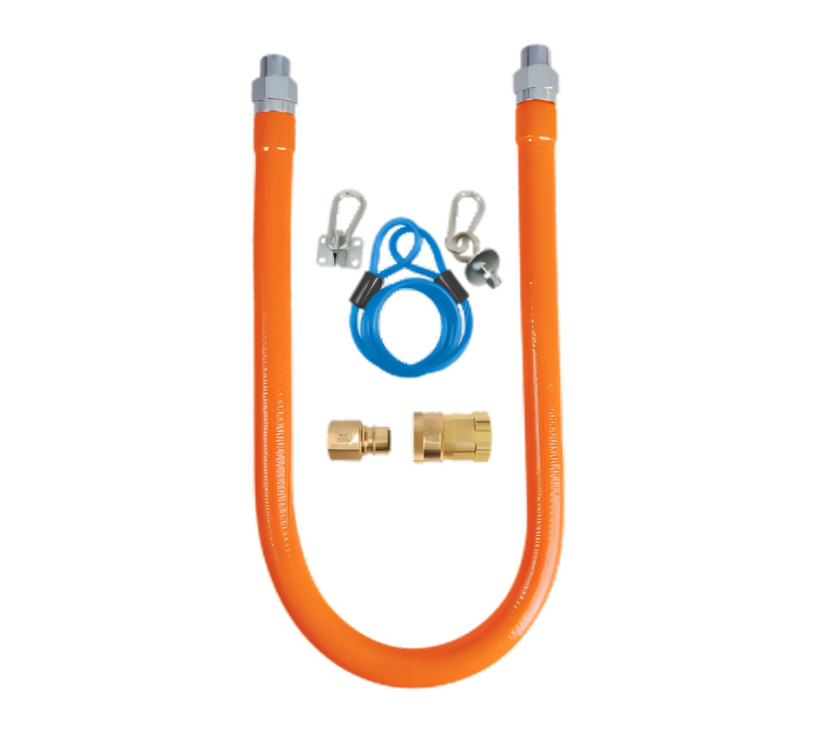 Product image #1 for BK Resources Gas Hose Connection Kit #2, 24 Inch x 1/2 Inch I.D. Stainless Steel Hose