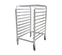 Full-Size Mobile End-Load Aluminum Pan Rack with Open Sides and Curved Top, 10-Pan Capacity