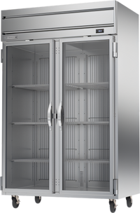 Beverage-Air Horizon Series Two-Section Reach-In Refrigerator with Glass Doors, 46.88 Cu. Ft., Top-Mounted Self-Contained Refrigeration