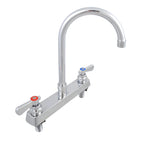 Thumbnail image #1 for BK Resources OptiFlow BKF-8DM-3G-G Commercial Deck-Mount Manual Faucet, 3-Inch Gooseneck Spout, 8-Inch Centers, Lead-Free Polished Chrome