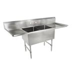 Thumbnail image #1 for John Boos 2B184-2D18 2-Compartment Stainless Steel Sink with Left & Right Drainboards, 75-1/4"W, 10" Backsplash, 14" Deep Bowls