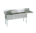 Thumbnail image #1 for BK Resources Three-Compartment Stainless Steel Sink with Right Drainboard, 24 x 24 x 14 Inch Bowls