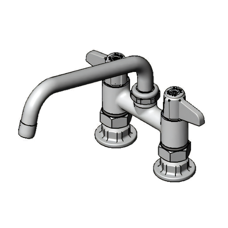 Product image #1 for T&S Brass equip 4-Inch Center Deck Mount Mixing Faucet with 8-Inch Swing Nozzle and Lever Handles