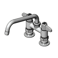 T&S Brass equip 4-Inch Center Deck Mount Mixing Faucet with 8-Inch Swing Nozzle and Lever Handles