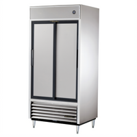 True TSD-33-HC 39 1/2 Inch Two-Section Reach-In Refrigerator with Stainless Steel Sliding Doors