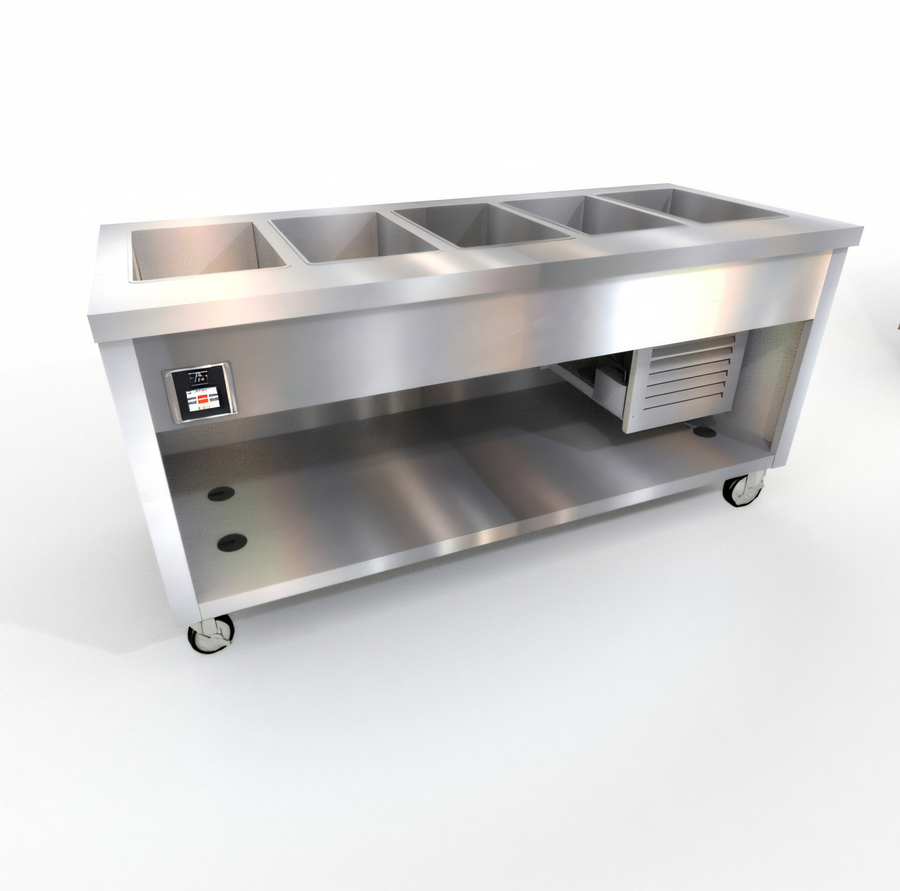 Product image #1 for Thurmaduke TFCP-74PG-N7 5-Section Mobile Flush Mount Refrigerated Cold Pan
