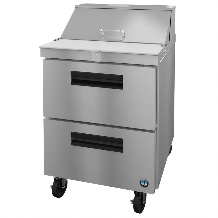 Product image #1 for Hoshizaki Steelheart 27-Inch One-Section Sandwich Top Refrigerator with 2 Drawers and 8-Pan Top