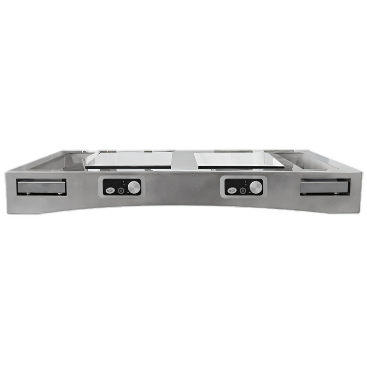 Product image #1 for TableCraft Double Induction Countertop Station Kit with Cooling Plates, Brushed Finish, Translucent Clear Duracoat