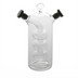 Thumbnail image #1 for American Metalcraft Dual-Chamber Oil & Vinegar Cruet, 12 oz Clear Hand-Blown Glass with Black Silicone Lids