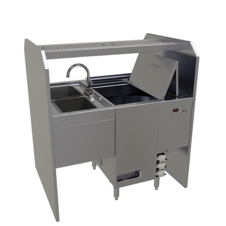 Product image #1 for Glastender Disassembly Style Pass-Thru Cocktail Station with Glasswasher, 42 Inch Wide, Rightward Workflow