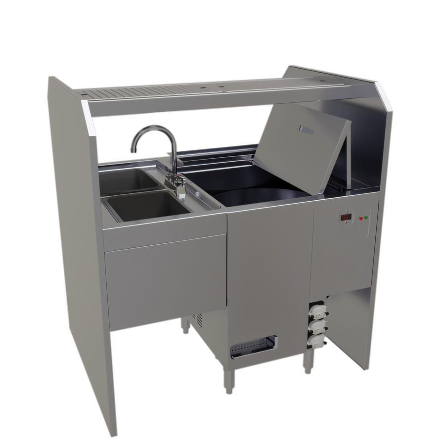 Product image #1 for Glastender Disassembly Style Pass-Thru Cocktail Station with Glasswasher, 42 Inch Wide, Rightward Workflow