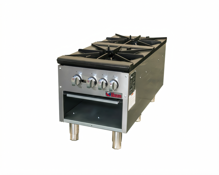 Product image #1 for IKON Cooking Heavy-Duty Double Grate Natural Gas Stock Pot Range with Storage Cabinet, 160,000 BTU