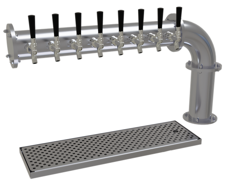 Product image #1 for Glastender Pipe Cantilever 8-Faucet Glycol-Cooled Stainless Steel Countertop Draft Dispensing Tower