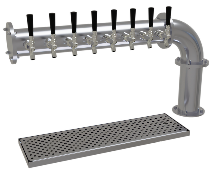 Product image #1 for Glastender Pipe Cantilever 8-Faucet Glycol-Cooled Stainless Steel Countertop Draft Dispensing Tower