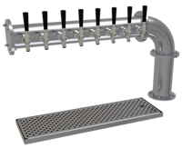 Glastender Pipe Cantilever 8-Faucet Glycol-Cooled Stainless Steel Countertop Draft Dispensing Tower