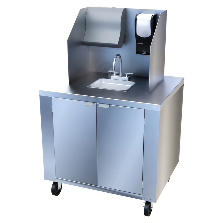 Product image #1 for Dinex Mobile Self-Contained Stainless Steel Handwashing Station, 120V, 5-Inch Casters