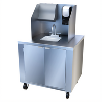 Dinex Mobile Self-Contained Stainless Steel Handwashing Station, 120V, 5-Inch Casters