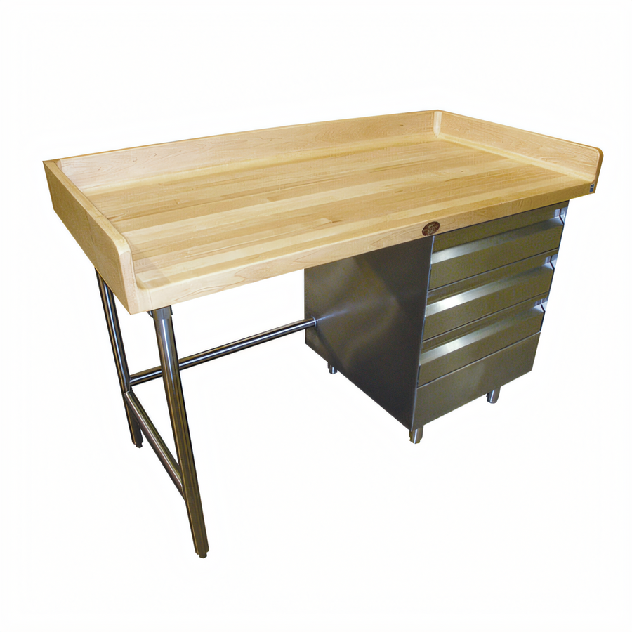 Product image #1 for Bakers' Top Wood Work Table with 3-Tier Right Drawer Base, 72 x 30 Inches