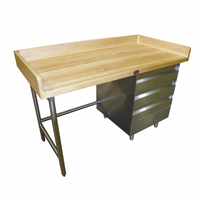 Bakers' Top Wood Work Table with 3-Tier Right Drawer Base, 72 x 30 Inches