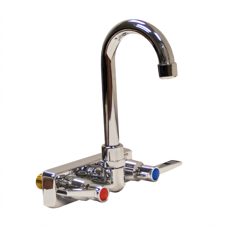Product image #1 for Advance Tabco Lead-Free Splash-Mounted Commercial Faucet with 3-1/2-Inch Gooseneck Spout, 4-Inch Centers