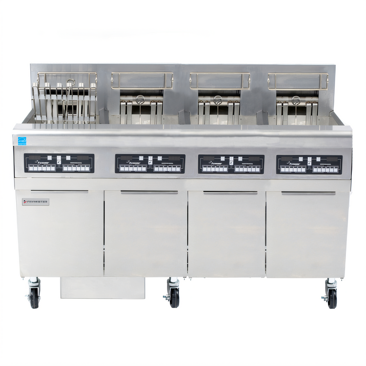 Product image #1 for Frymaster RE High Efficiency 4-Fryer Electric Fryer Battery with Built-In Filtration, CM3.5 Controller, 4 x 50 lb. Frypots