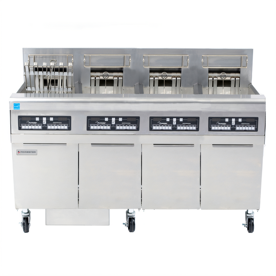 Product image #1 for Frymaster RE High Efficiency 4-Fryer Electric Fryer Battery with Built-In Filtration, CM3.5 Controller, 4 x 50 lb. Frypots