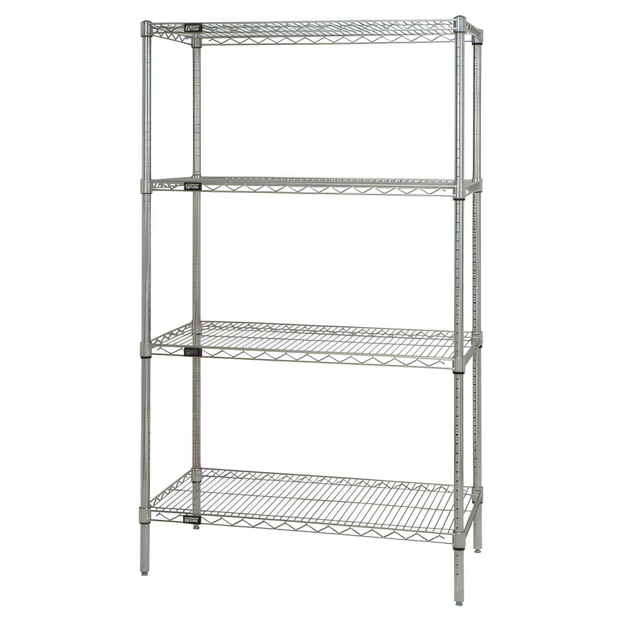 Product image #1 for Quantum 60"W x 24"D x 63"H Chrome-Plated Wire Shelving Starter Kit
