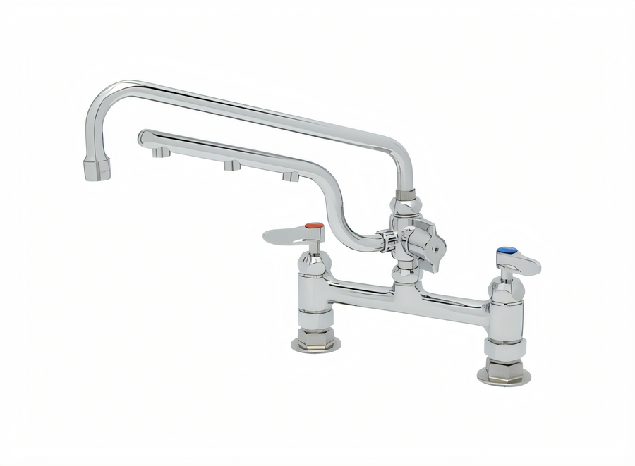 Product image #1 for T&S Brass UltraRinse 8" Deck Mount Mixing Faucet with 12" Swing Nozzle and 10" ULTRARINSE Spray Arm