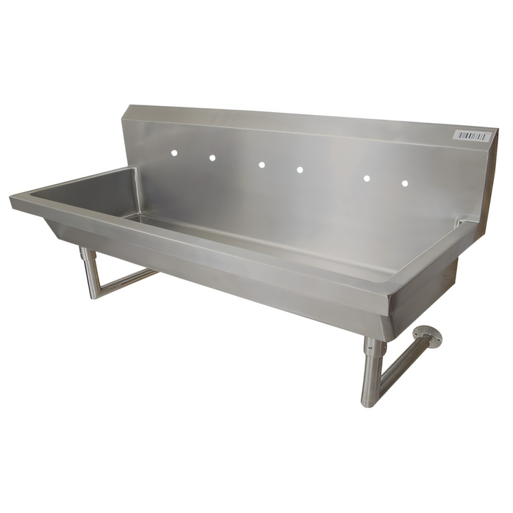 Product image #1 for BK Resources Three-Station Wall-Mounted Stainless Steel Hand Wash Sink, 72 Inches Wide