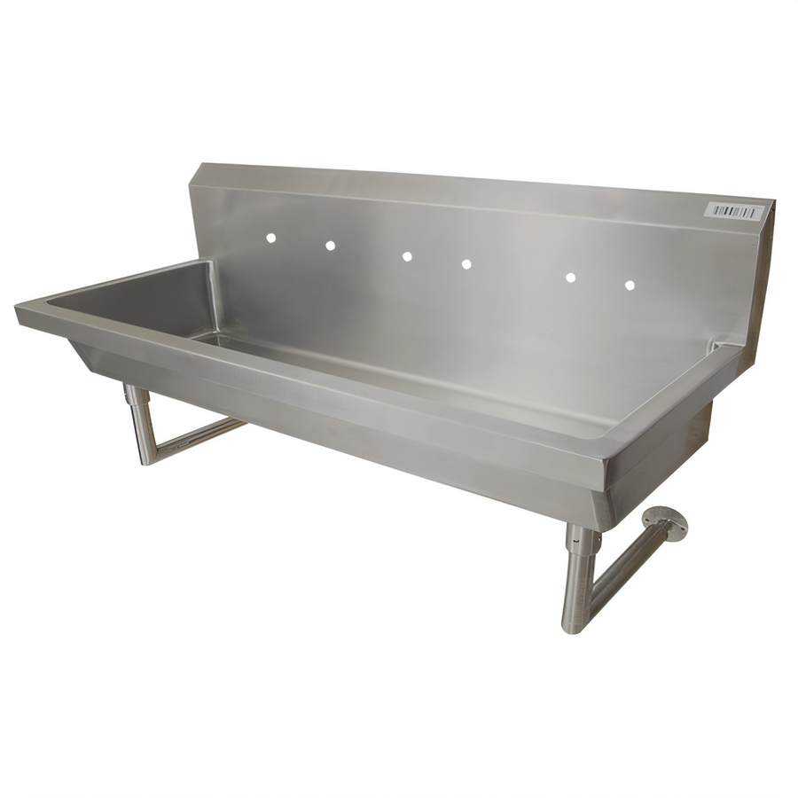 Product image #1 for BK Resources Three-Station Wall-Mounted Stainless Steel Hand Wash Sink, 72 Inches Wide