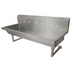 Thumbnail image #1 for BK Resources Three-Station Wall-Mounted Stainless Steel Hand Wash Sink, 72 Inches Wide