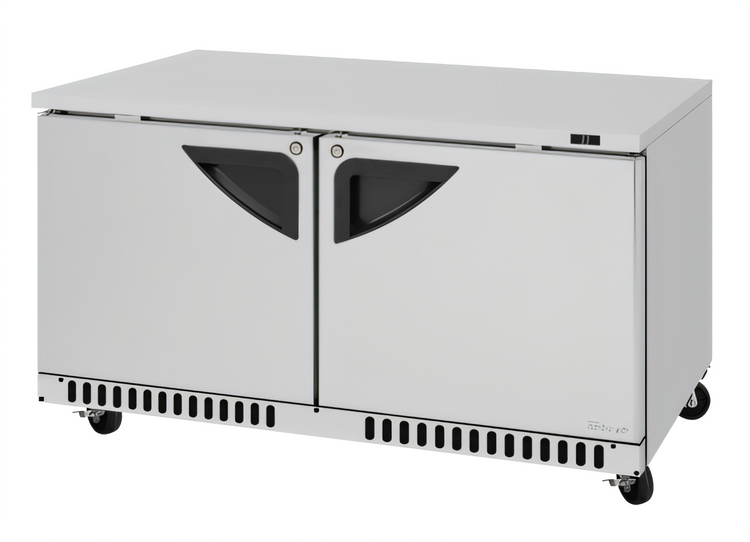 Product image #1 for Turbo Air Super Deluxe 60-Inch Two-Section Front-Breathing Undercounter Refrigerator with Solid Doors, 14.8 Cu. Ft.