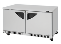 Turbo Air Super Deluxe 60-Inch Two-Section Front-Breathing Undercounter Refrigerator with Solid Doors, 14.8 Cu. Ft.