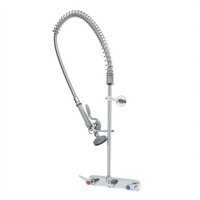 T&S Brass EasyInstall Wall-Mount Workboard Pre-Rinse Unit with Spring Gooseneck, 8-Inch Centers, 1.15 GPM Spray Valve