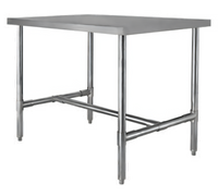 Heavy-Duty Stainless Steel Flat-Top Work Table with H-Frame Base, 24 x 24 Inches