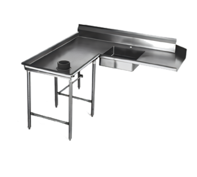 Product image #1 for Eagle Spec-Master Left-Hand Island Soiled Dishtable with Pre-Rinse Sink, 72-Inch Machine-to-Corner x 60-Inch Corner-to-End, 14/304 Stainless Steel