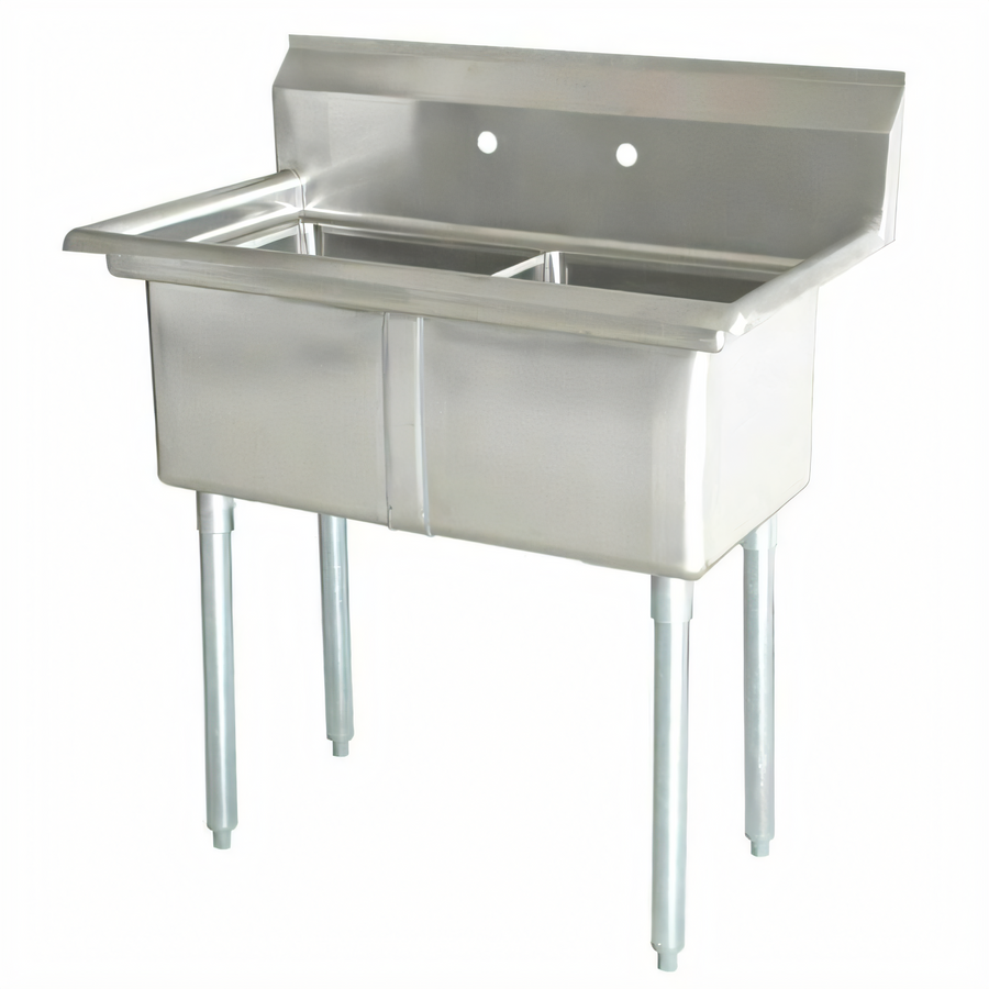 Product image #1 for Omcan USA 2-Compartment Pot Sink with 21" x 18" x 14" Bowls, 304 Stainless Steel, No Drainboard