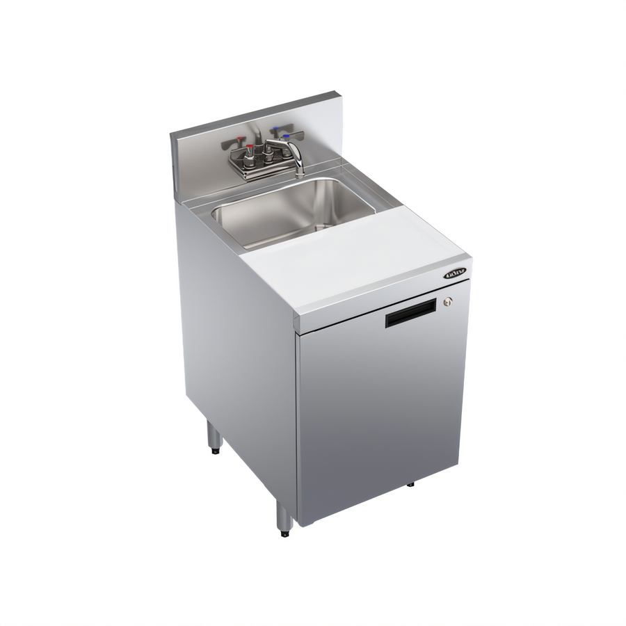 Product image #1 for Krowne Royal Series 18-Inch Wide Underbar Speed Station with Dump Sink, Cutting Board, Cabinet Base and Locking Hinged Door