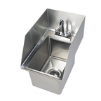 Thumbnail image #1 for Klinger's Trading SPDIS-1014 Single-Compartment Drop-In Stainless Steel Sink with Splash Guard, Faucet and Drain Basket, 10" x 14" x 10" Bowl