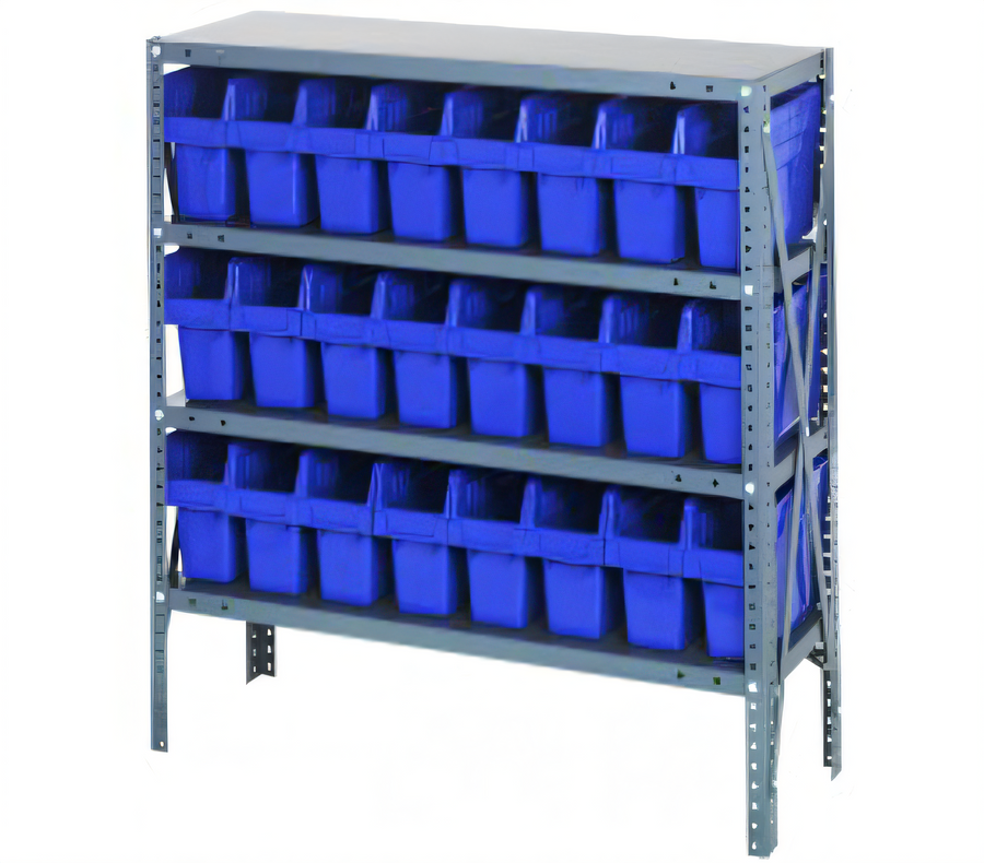 Product image #1 for Quantum Heavy-Duty Stationary Wire Shelving Unit with 4 Shelves and 24 Bins, 36 x 12 x 39 Inches