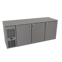 Glastender C1FL72 Front-Serviced Low Profile 72-Inch Three-Section Back Bar Cooler with Self-Contained R290 Refrigeration