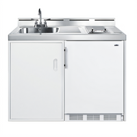 48-Inch All-In-One Freestanding Kitchenette with No-Plumbing Pump System, 2-Burner Smooth-Top Cooktop, 5 Cu. Ft. Refrigerator-Freezer, and Sink