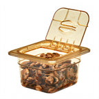Thumbnail image #2 for Cambro FlipLid® 60HPL150 High-Heat Hinged Flip-Lid Food Pan Cover, 1/6 Size, Amber Case of 6