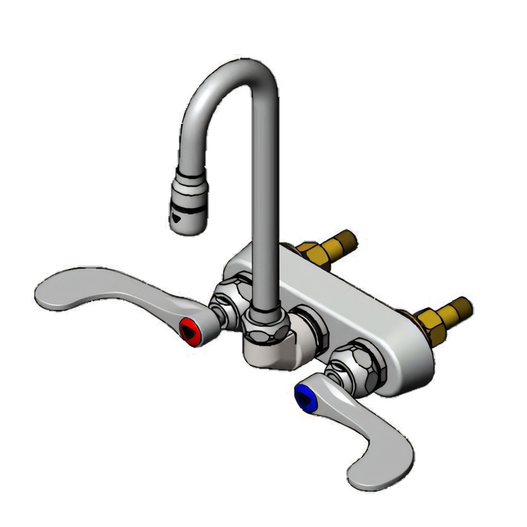Product image #1 for T&S Brass B-1115-132X-02 Wall-Mount Workboard Faucet with 4-Inch Centers and 132X Gooseneck