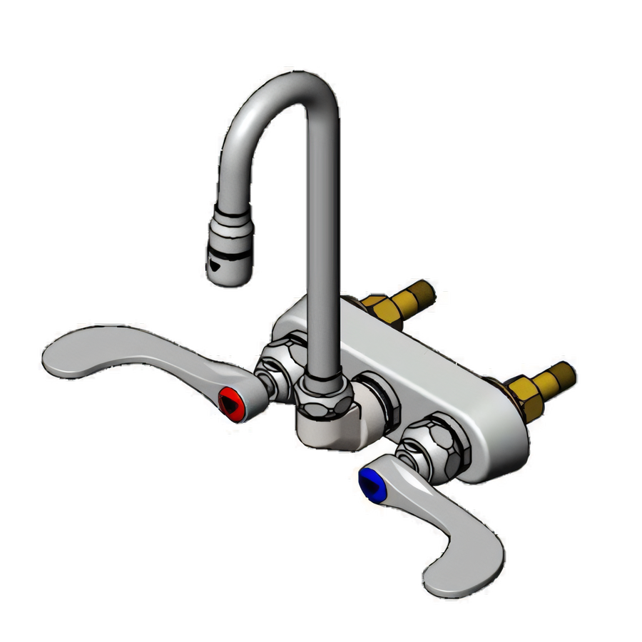 Product image #1 for T&S Brass B-1115-132X-02 Wall-Mount Workboard Faucet with 4-Inch Centers and 132X Gooseneck